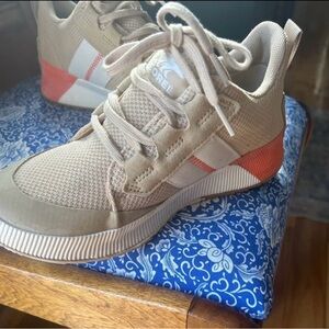 Sorel Beige and Coral Athletic Sneakers